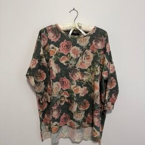 Mango Floral Oversized Knit Sweater M